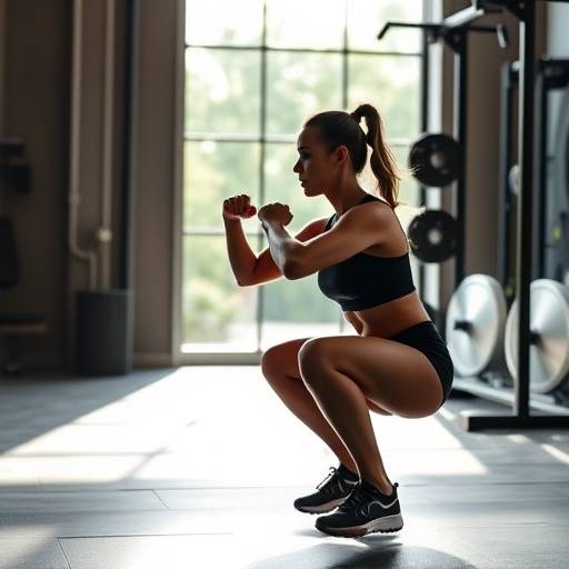 Person performing a bodyweight squat with correct form