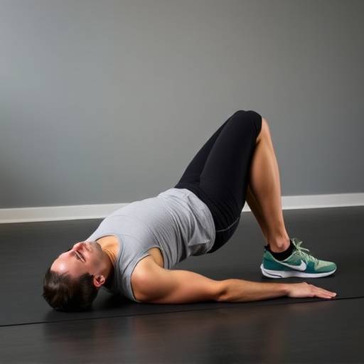 Person performing a glute bridge exercise lying on their back