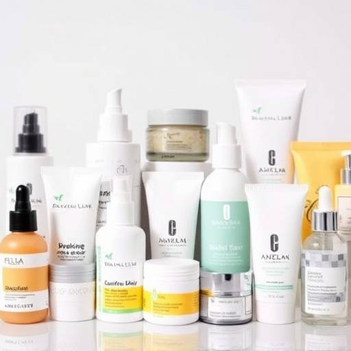 Selection of skincare products for different skin types